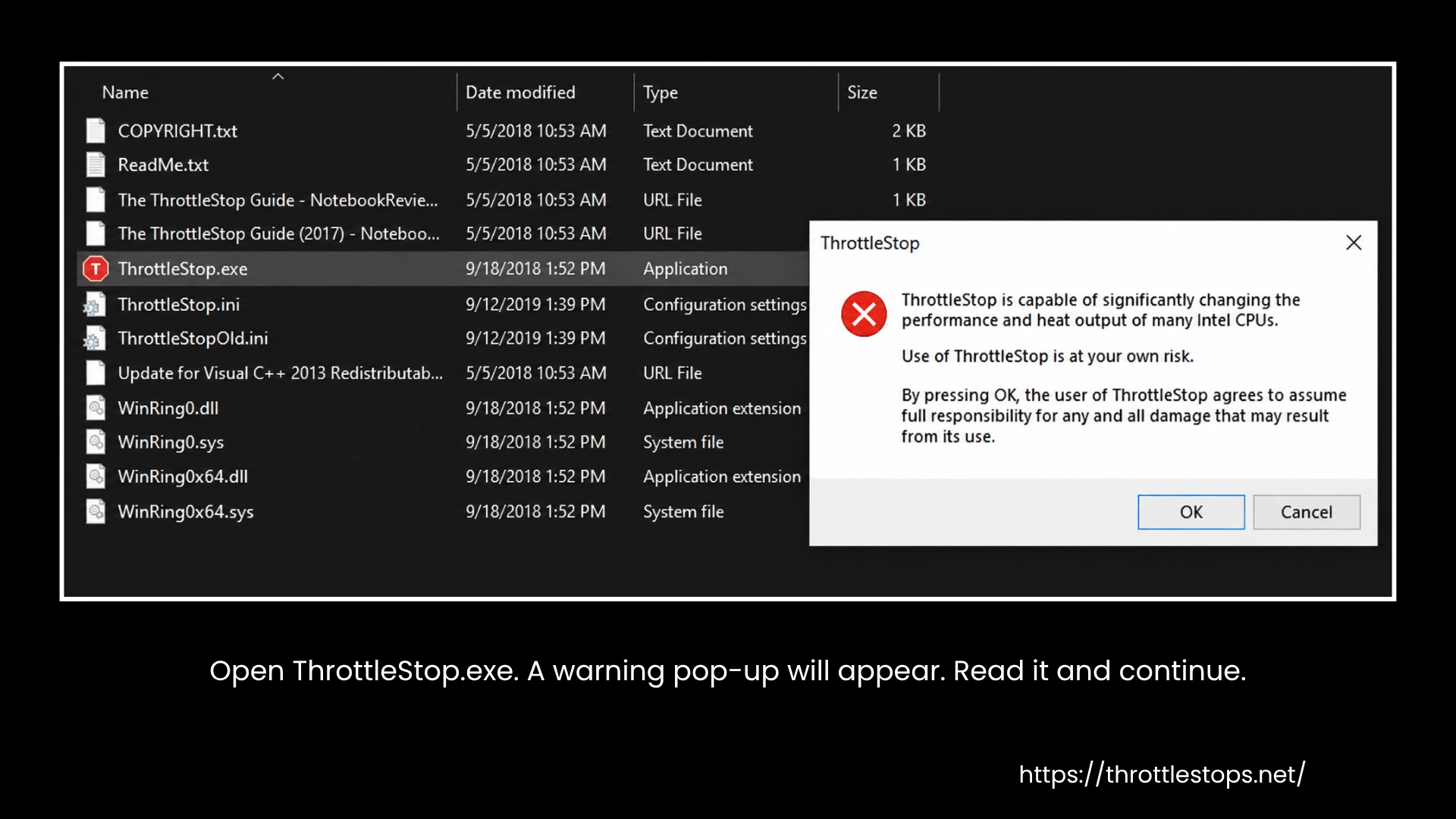 ThrottleStop Warning Pop-Up ThrottleStop Warning Pop-Up